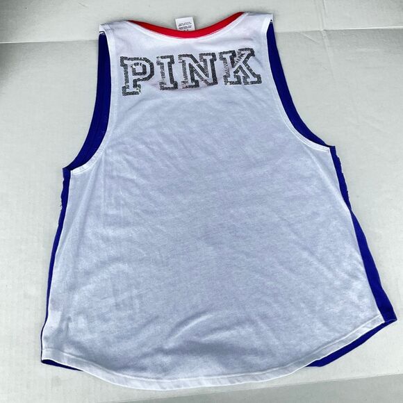 Victoria’s Secret Pink Sequin Flag Tank Top Patriotic Graphic Bling Y2K Small - Picture 8 of 9